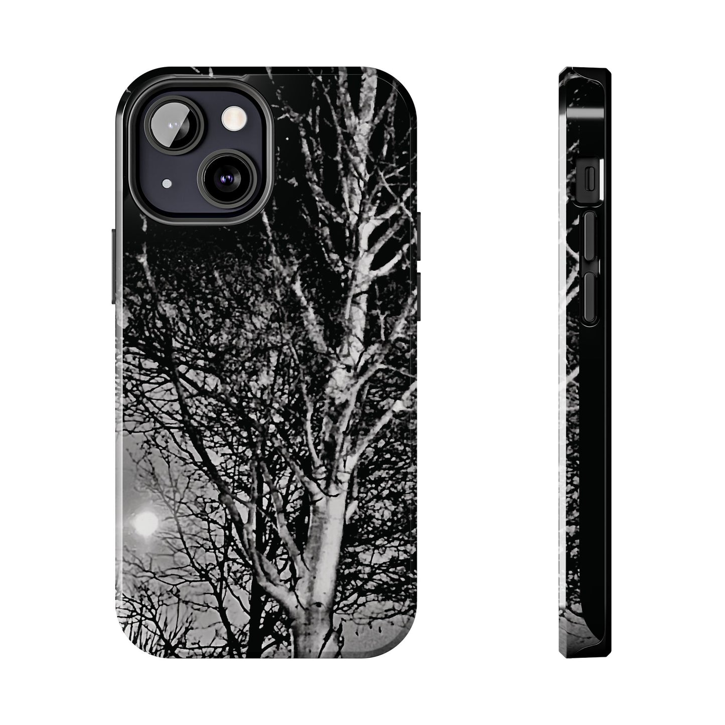 Worm Moon Night Trees Tough Phone Cases, iPhone & Samsung cases, wireless charging, trees, nature, spooky, original photo, gifts, Halloween