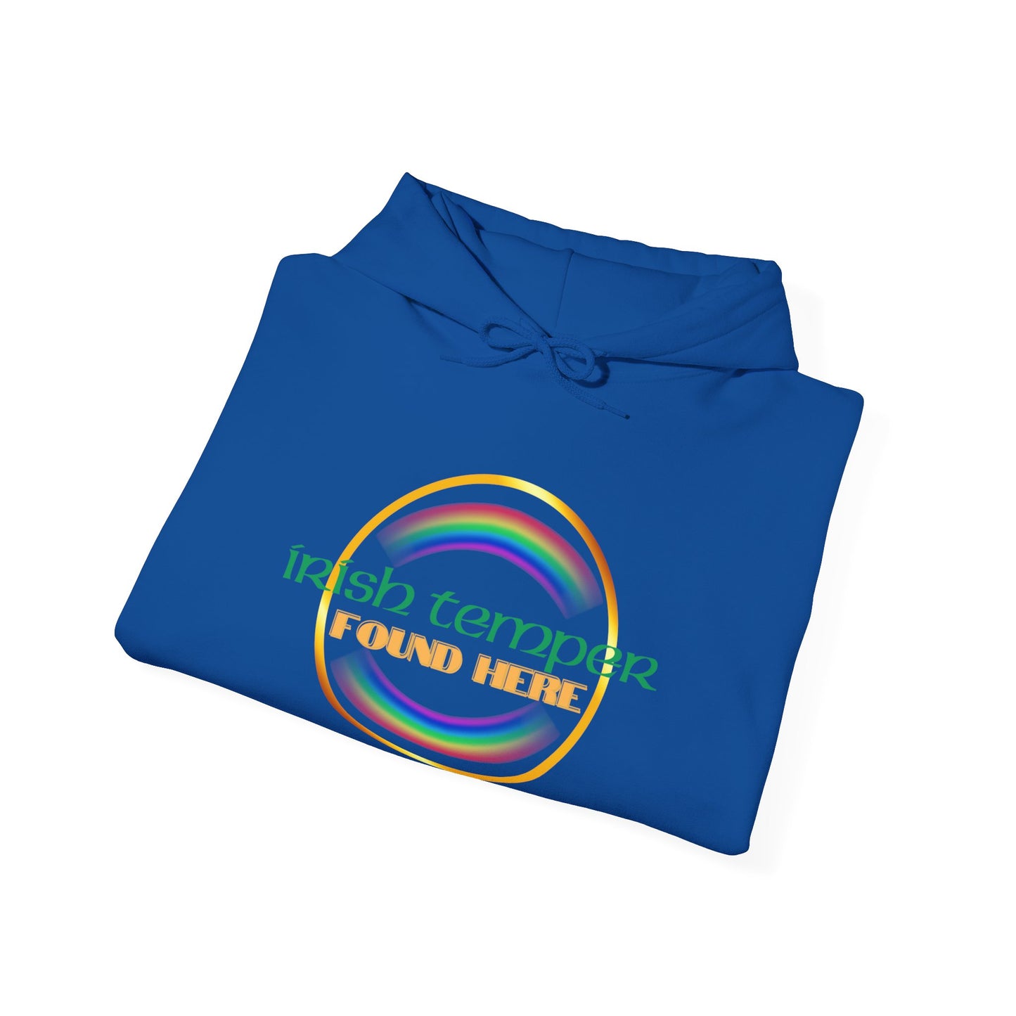 Irish Temper Found Here Unisex Heavy Blend™ Hooded Sweatshirt, rainbow, hoodie, warm, soft, gift, gender neutral, men, women, St Patricks
