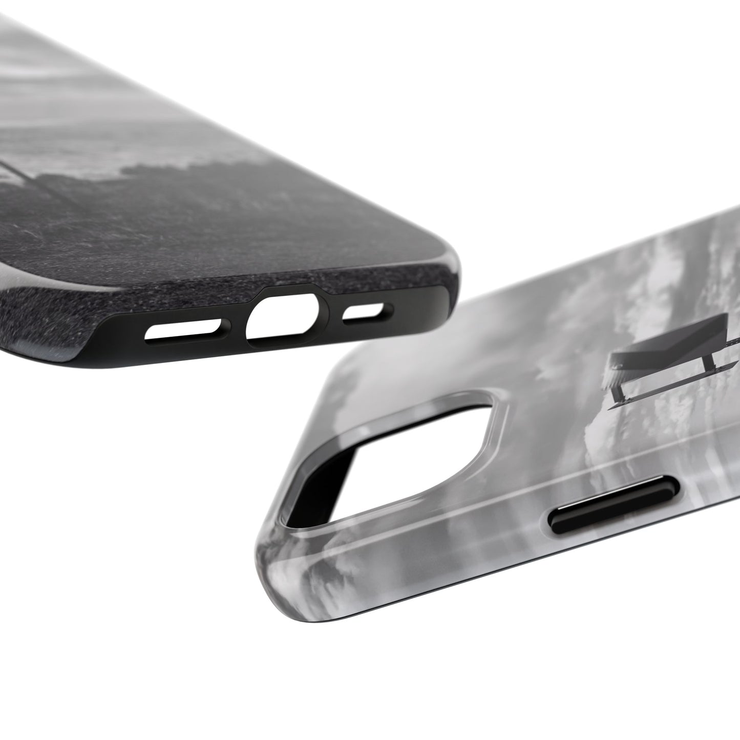Road Sign Tough Phone Cases, iPhone & Samsung cases, wireless charging, black and white photo, nature, original art, gift birthday Christmas