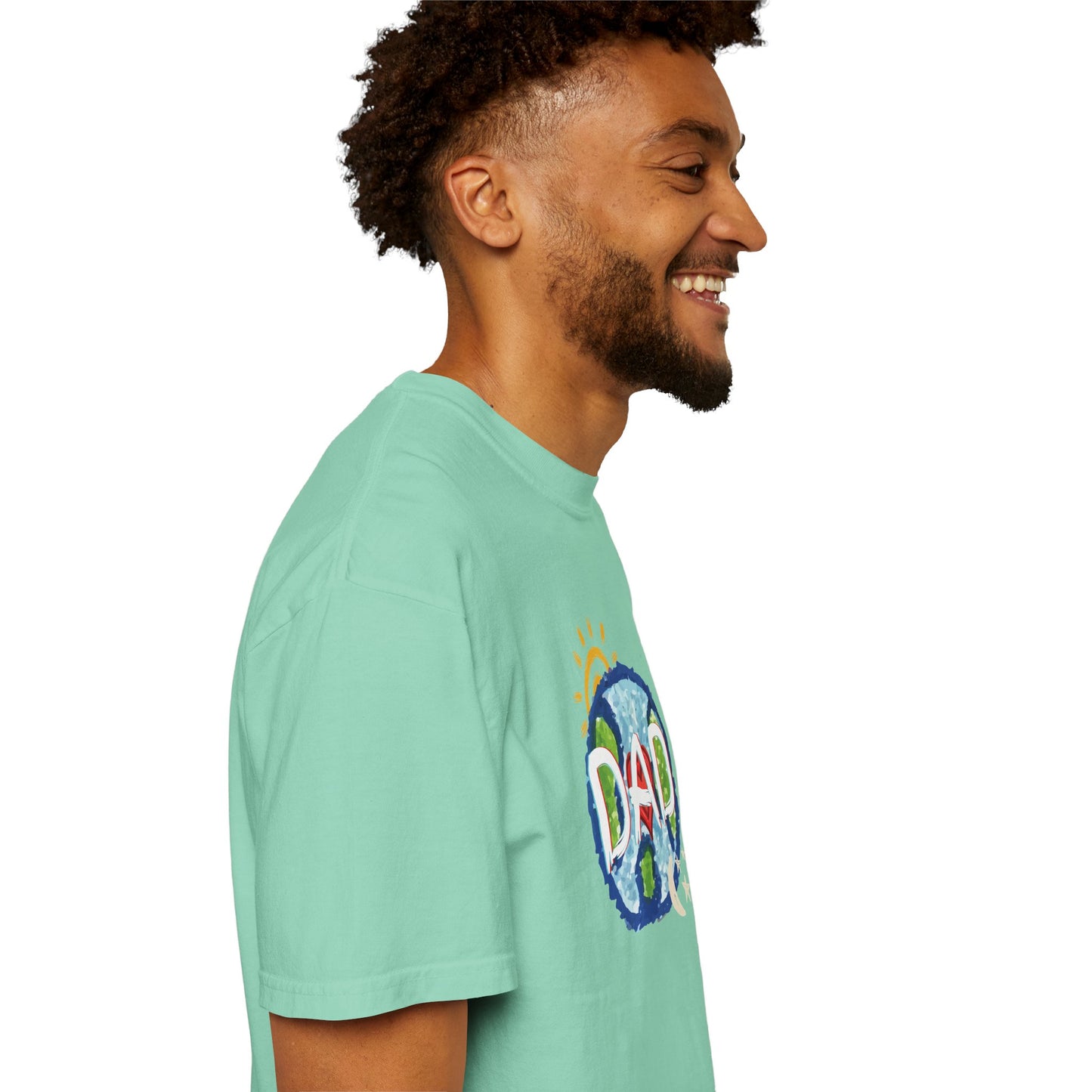 DAD Unisex Garment-Dyed T-shirt - Whole World, Sun, Moon & Stars, Heart - Fathers Day Gift