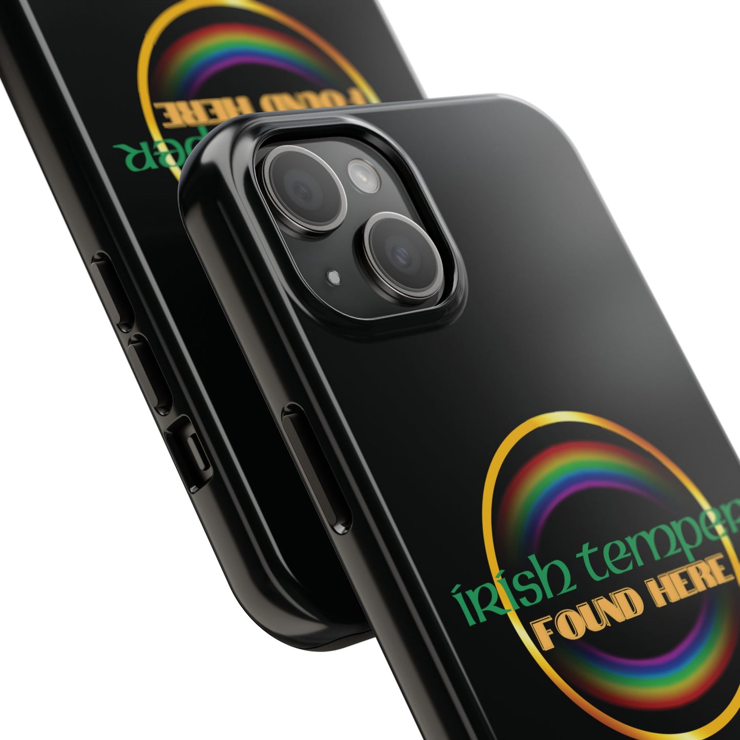 Irish Temper Found Here Black Tough Phone Cases, iPhone & Samsung cases, wireless charging, gifts, St Patricks Day, Birthday, Christmas
