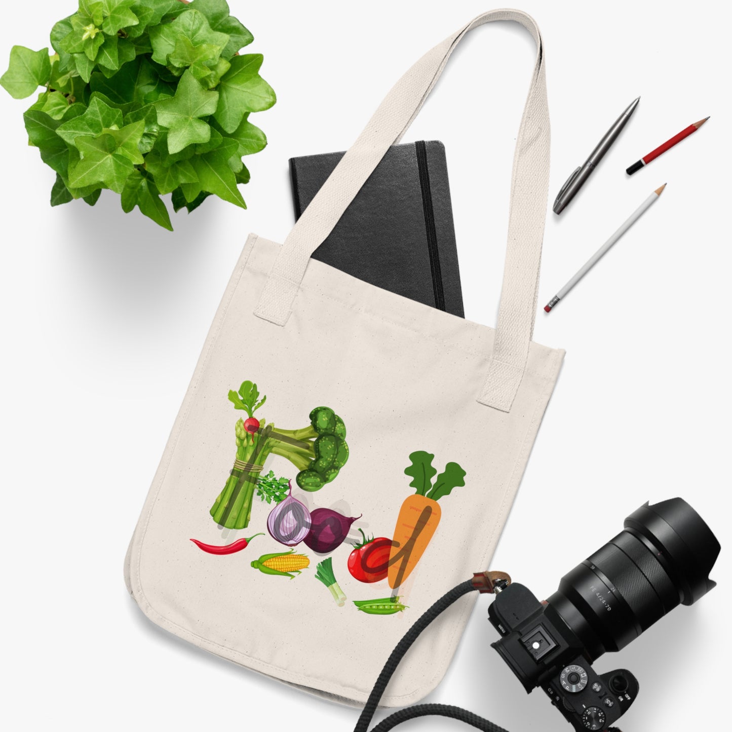 Food Organic Canvas Tote Bag, Vegetables, Produce, Groceries, Shopping, Eco Friendly, 100% Organic Cotton, Beige, Black, Navy