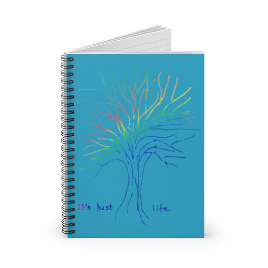 Its Just Life Rainbow Tree Turquoise Spiral Notebook, Ruled Line, gender neutral, journal, notes, lists, pride, teens, adults, kids, friends