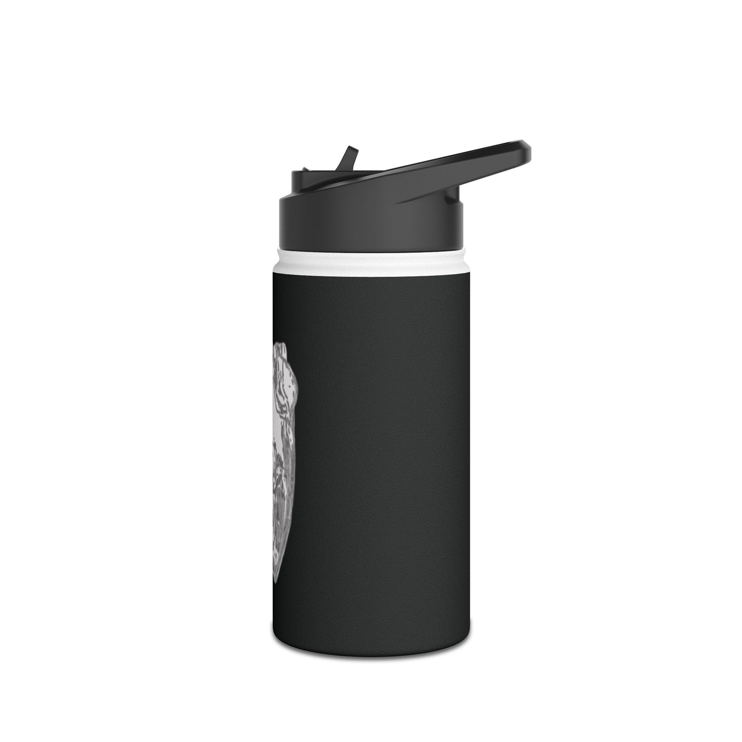 White Frog Black Stainless Steel Water Bottle, Animals, Amphibians, Nature, Exercise, Eco Friendly, Gender Neutral, Men, Women, Kids, Gifts