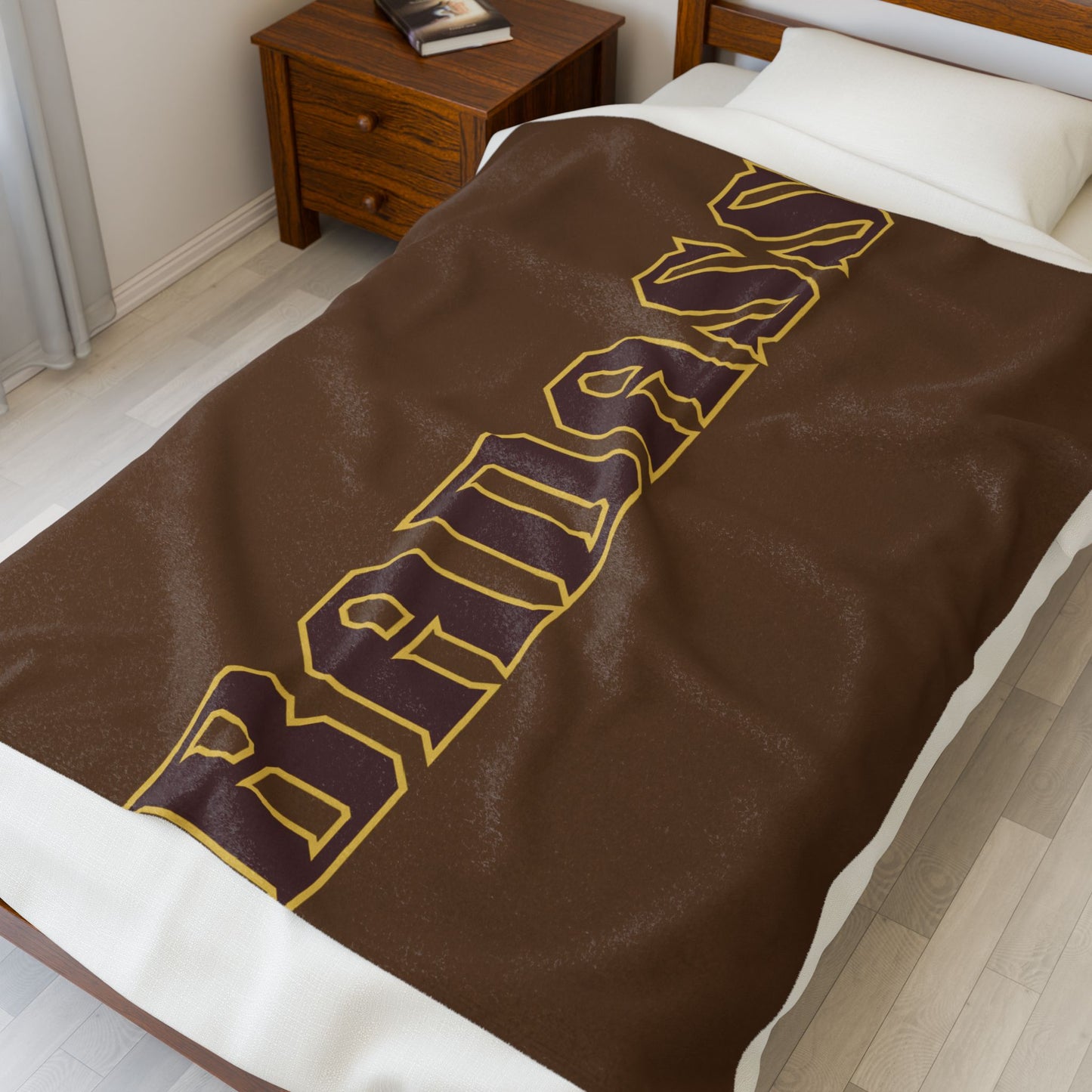 Dark Brown Badass Velveteen Blanket, Cozy Throw, Home Decor, Gift, Bed Cover, Dorm, Couch Blanket, Birthday Wedding Anniversary Christmas