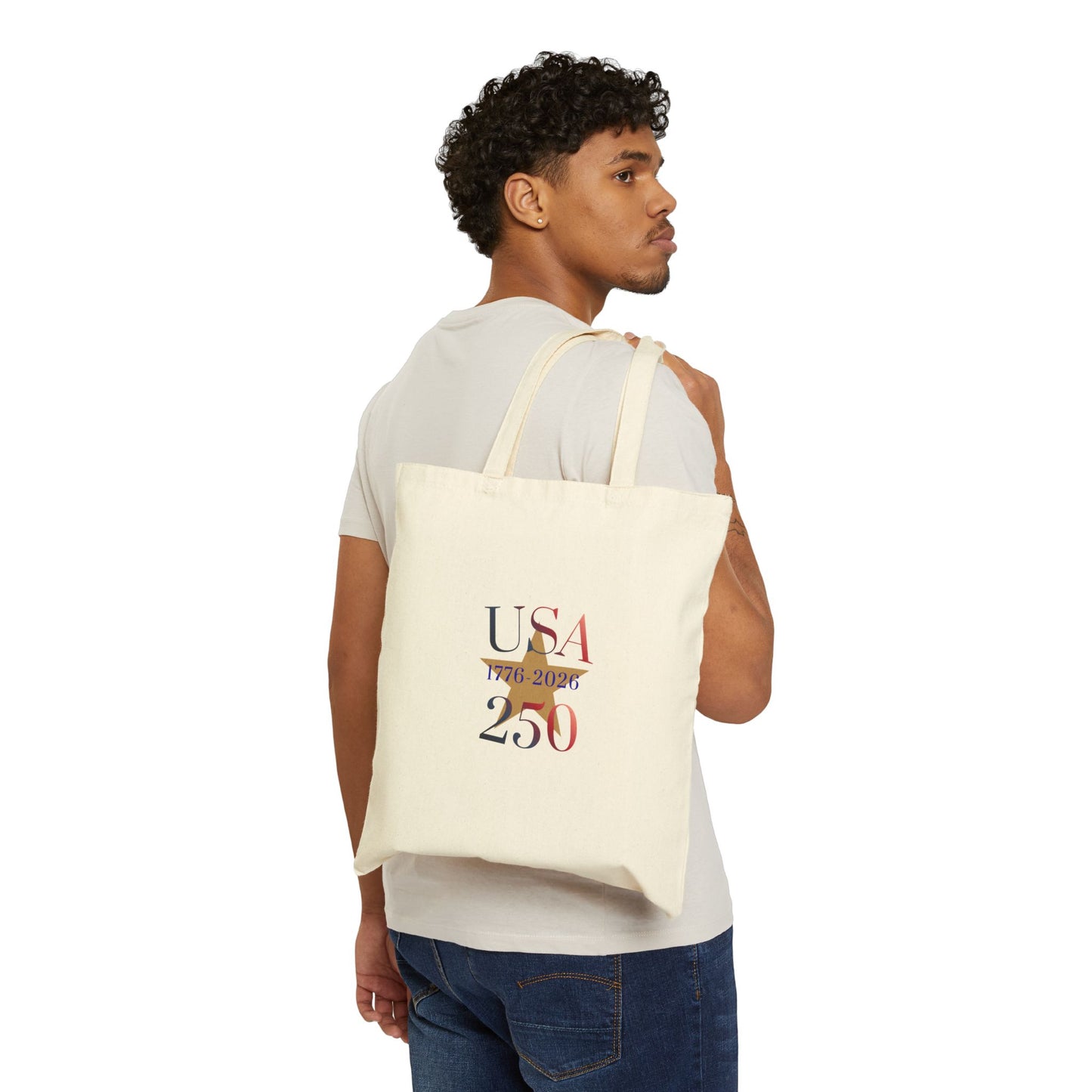 USA 250 Tote Bag — 1776–2026 Anniversary Cotton Canvas Tote