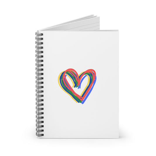 Rainbow Hearts White Spiral Notebook, Ruled Line, Love, Pride, gender neutral, journal, gift, teens, adults, kids, friends, Valentines