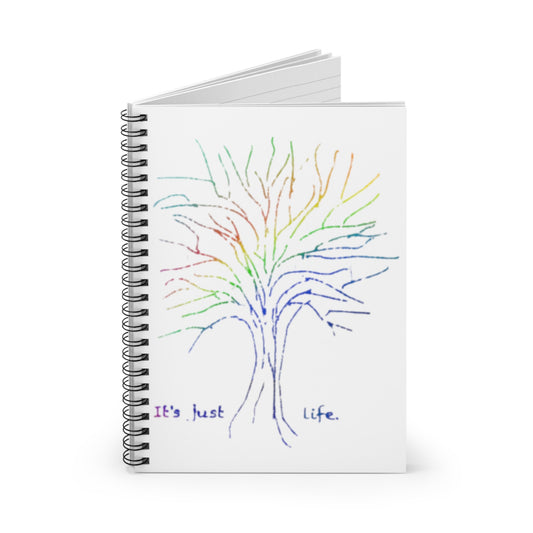 Its Just Life Rainbow Tree White Spiral Notebook - Ruled Line, gender neutral, journal, notes, lists, pride, teens, adults, kids, friends