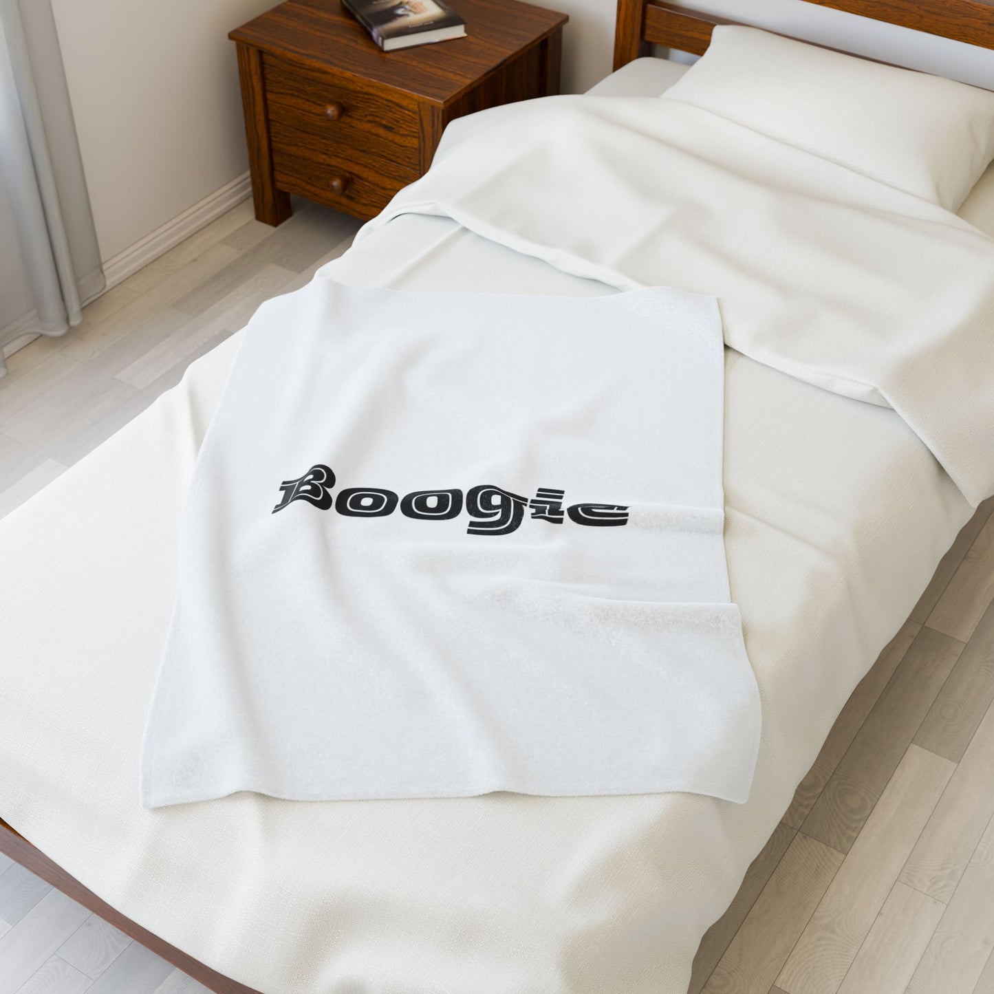 Boogie White Velveteen Blanket, Fun, Dance, Cozy Throw, Home Decor, Dorm, Bed Cover, Couch Blanket, Women Men Teens Kids Birthday Christmas
