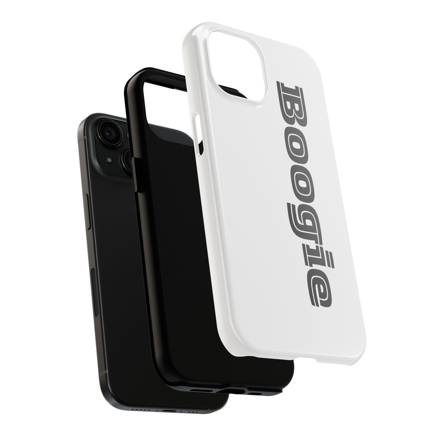 Boogie White Tough Phone Cases, iPhone Samsung cases, wireless charging, gender neutral women men friends kids teens gift birthday Christmas