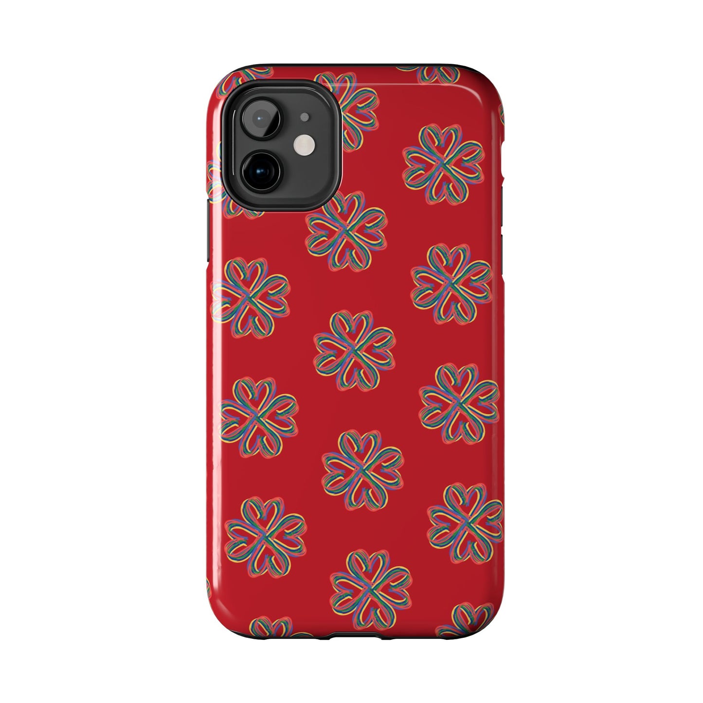 Floral Tough Phone Case, Red Phone Cover, Protective Tech Accessory, Botanical Phone Shell, Gift for Gardeners, Colorful, Wireless Charging