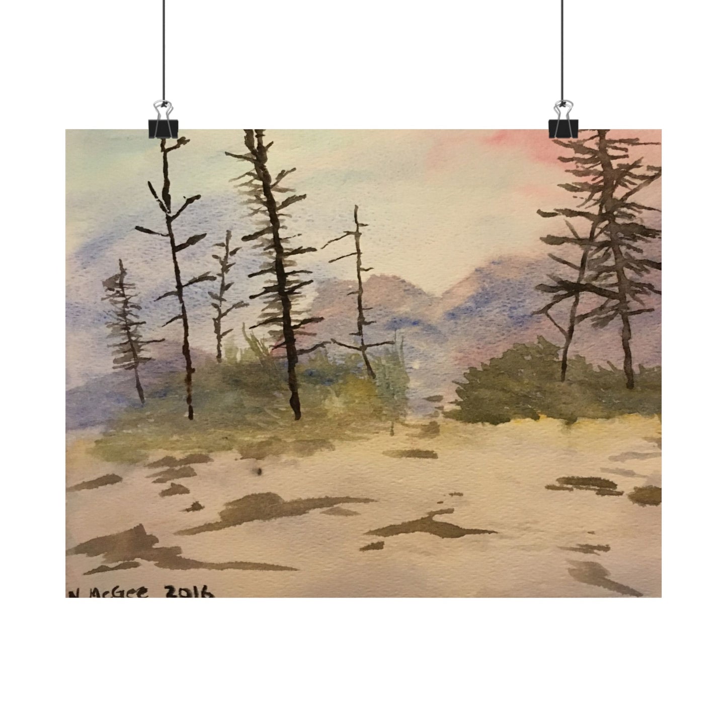 Glacier National Park After Fire, Original Watercolor Print, Premium Matte Poster, Mountains, Nature, Trees, Forest, Artwork, Wall Art, Gift