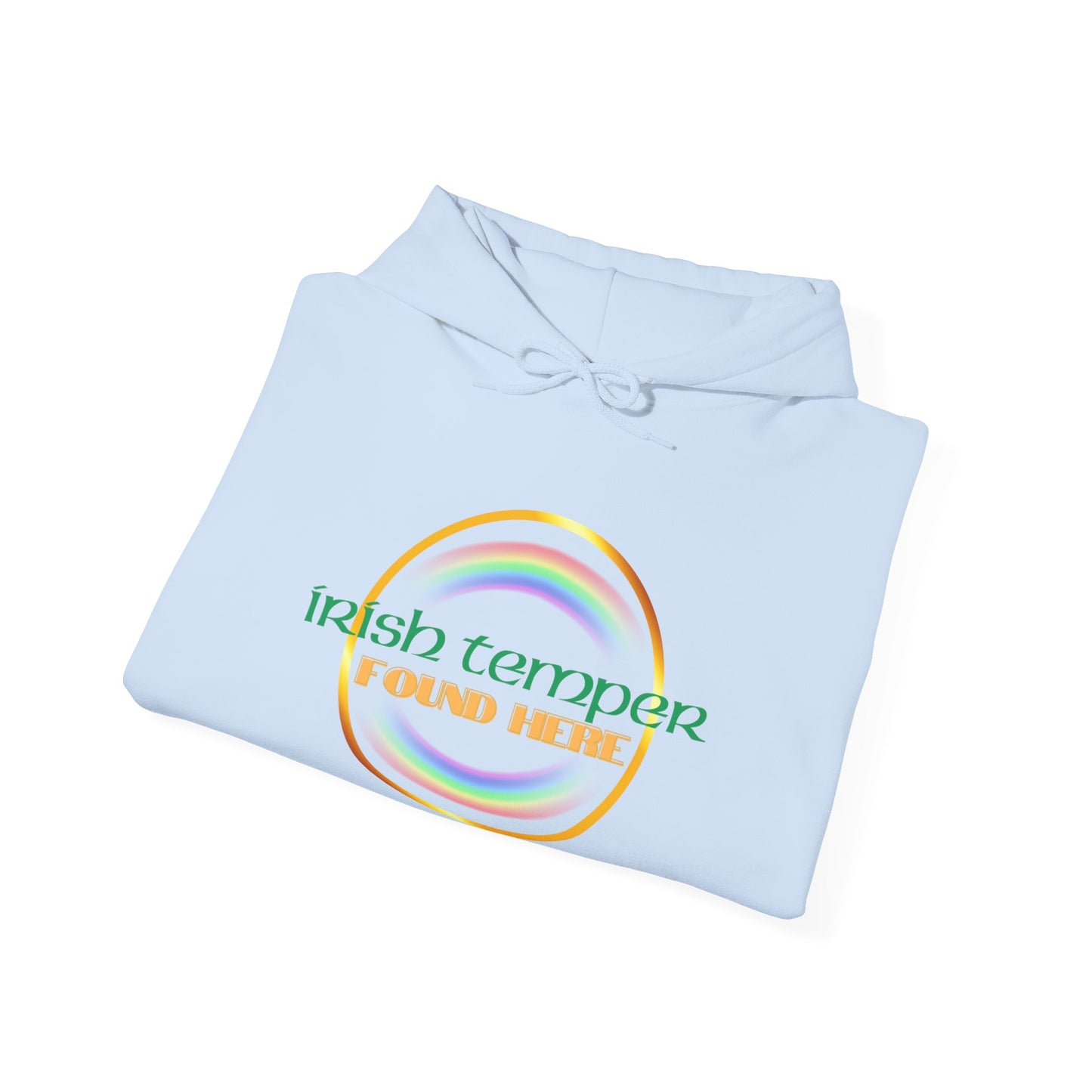 Irish Temper Found Here Unisex Heavy Blend™ Hooded Sweatshirt, rainbow, hoodie, warm, soft, gift, gender neutral, men, women, St Patricks