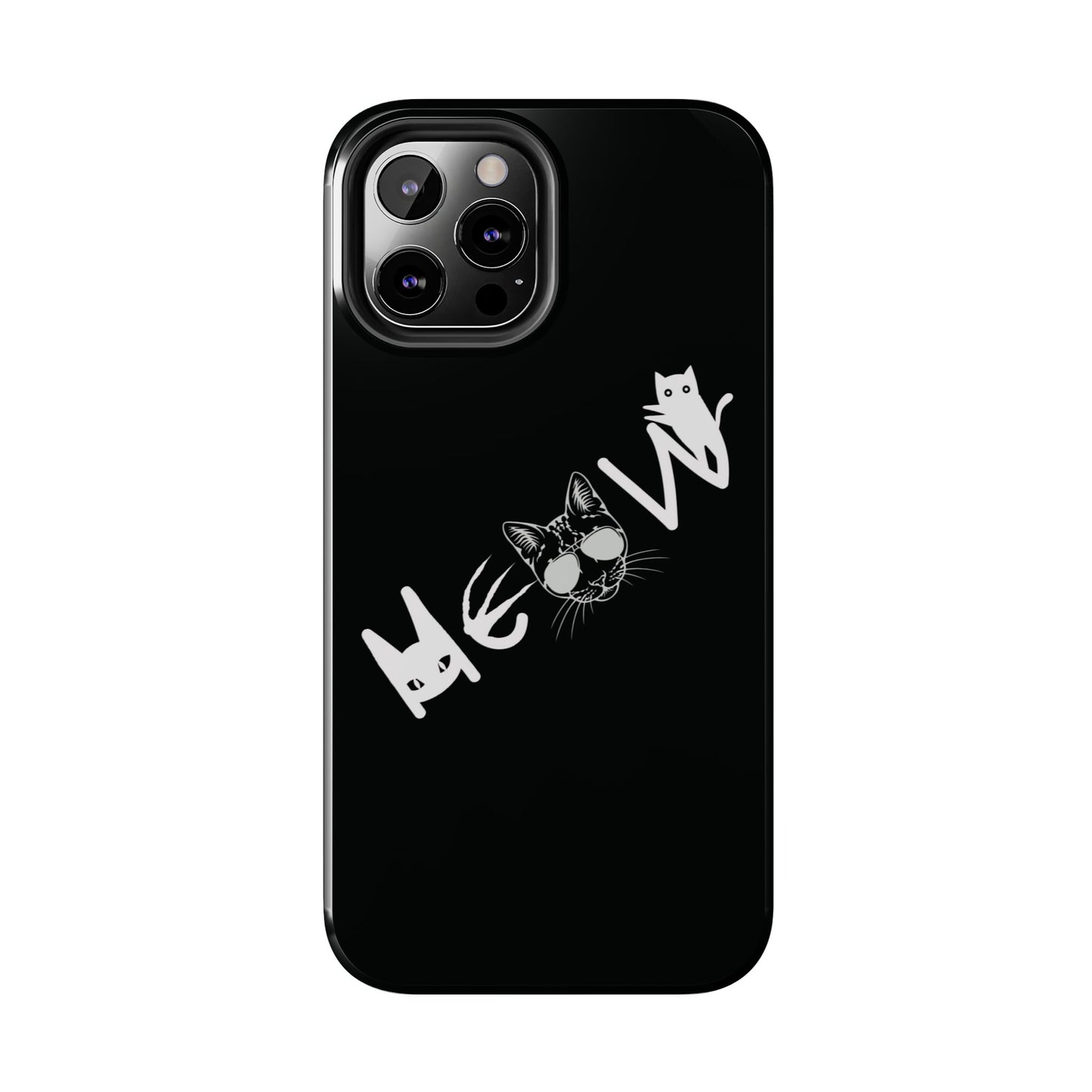 Meow Tough Phone Cases, iPhone & Samsung cases, wireless charging, cats, sassy, kitty, gender neutral, gifts, Halloween, birthday, Christmas