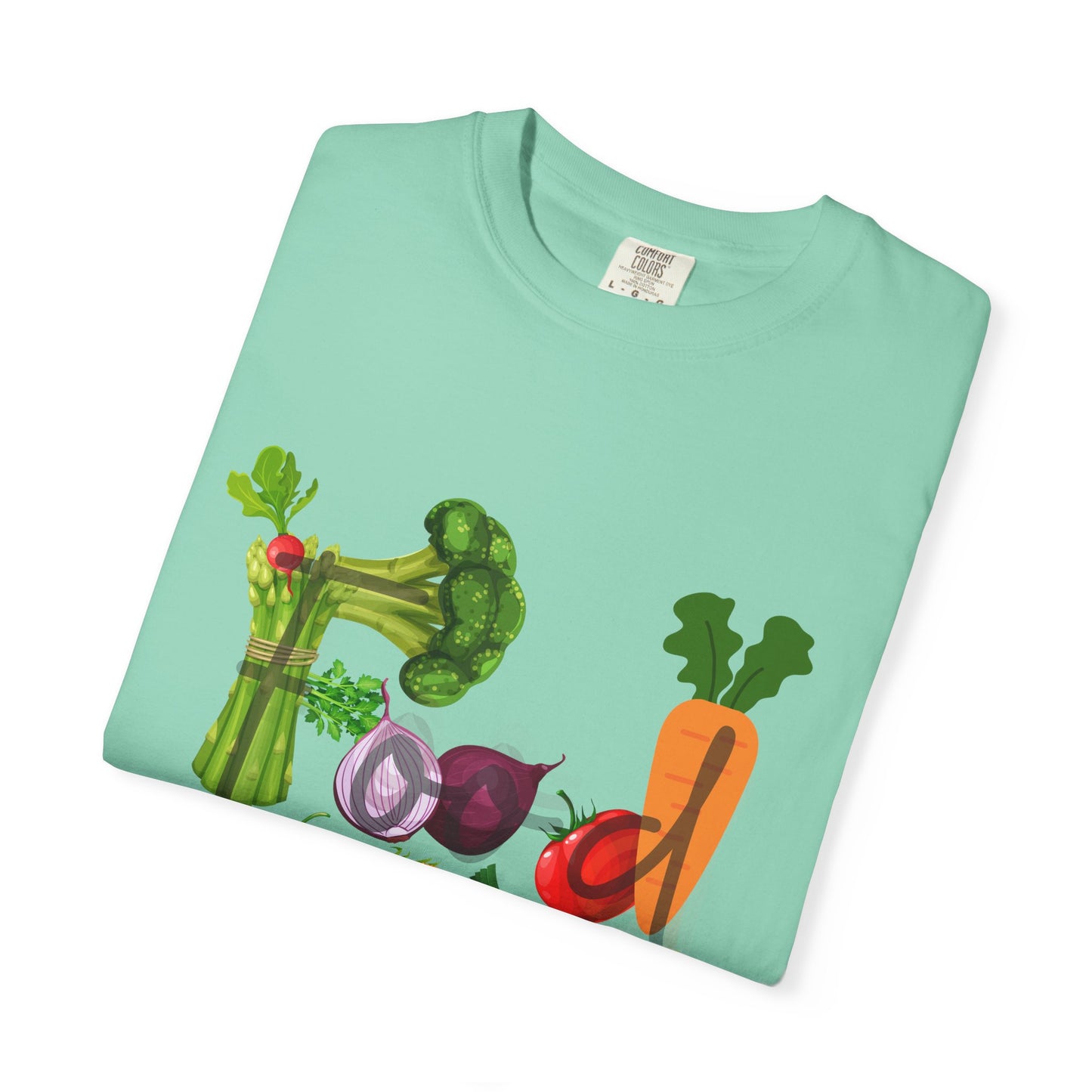 Food Unisex Garment-Dyed T-shirt, vegetables, healthy, groceries, snacks, cooking, gender neutral, casual, relaxed, soft, preshrunk cotton