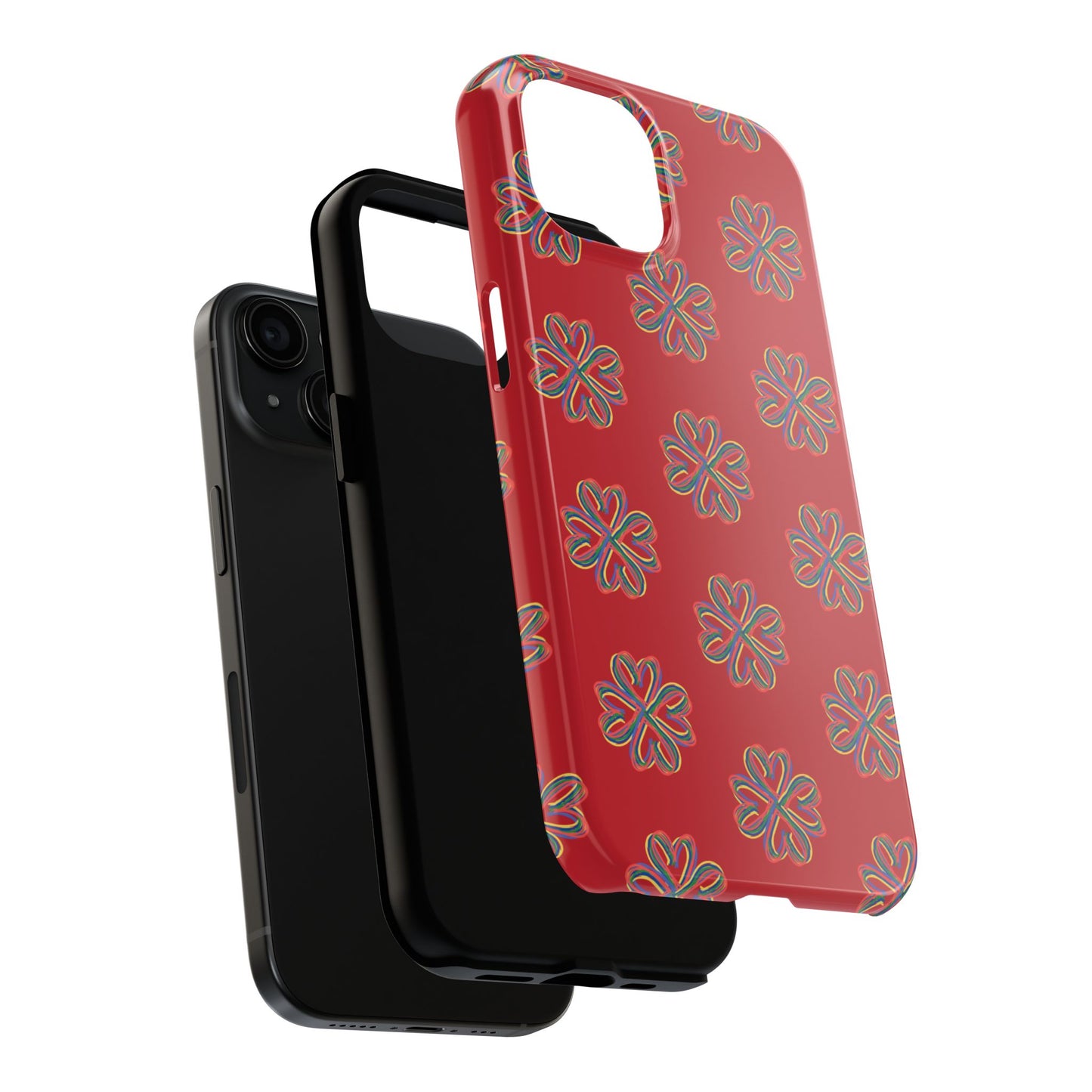 Floral Tough Phone Case, Red Phone Cover, Protective Tech Accessory, Botanical Phone Shell, Gift for Gardeners, Colorful, Wireless Charging