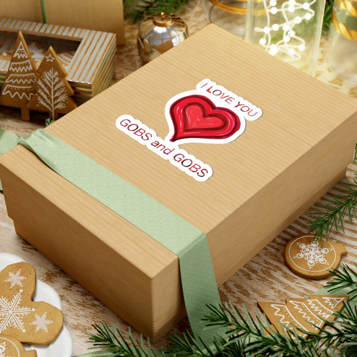 Heart I Love You Kiss-Cut Stickers, Romantic Valentine's Day Decals, Affectionate Gobs and Gobs Labels, Cute Adhesive Emblems, Wedding