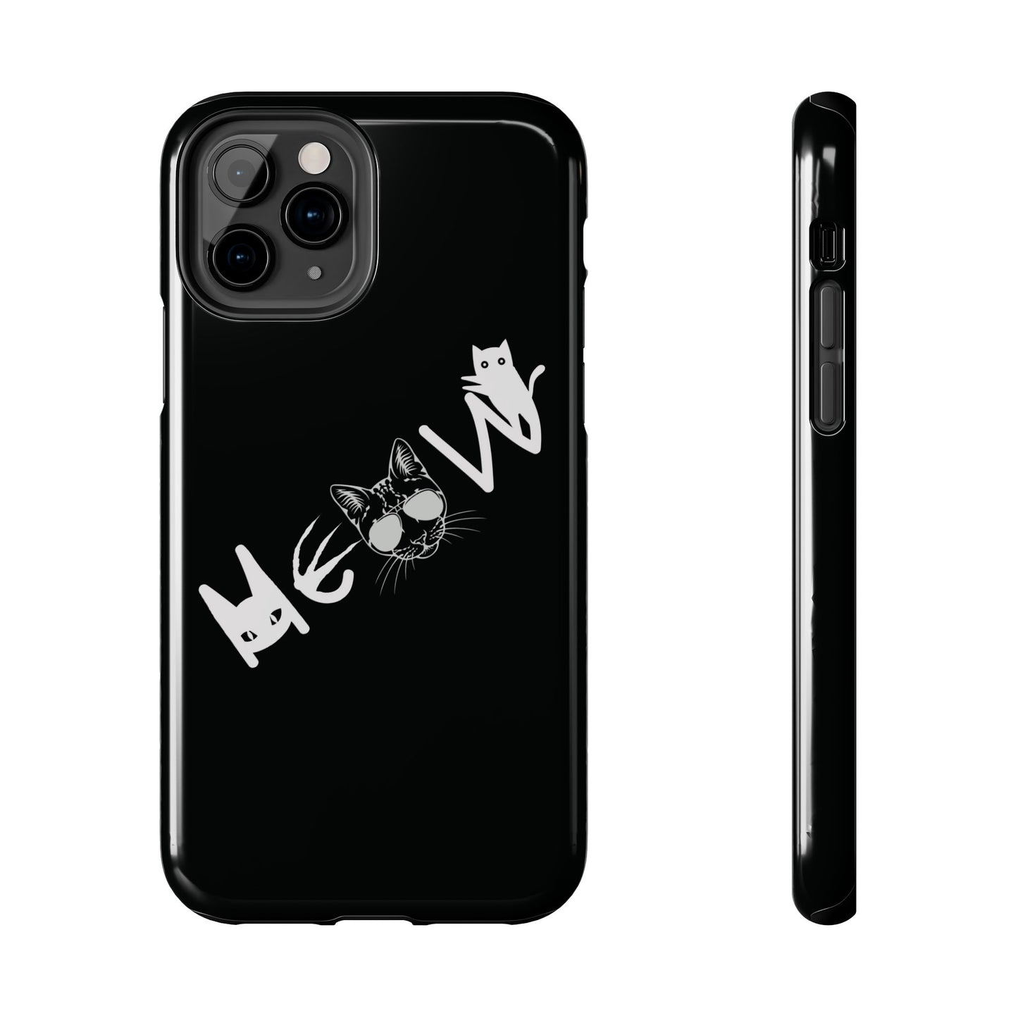 Meow Tough Phone Cases, iPhone & Samsung cases, wireless charging, cats, sassy, kitty, gender neutral, gifts, Halloween, birthday, Christmas