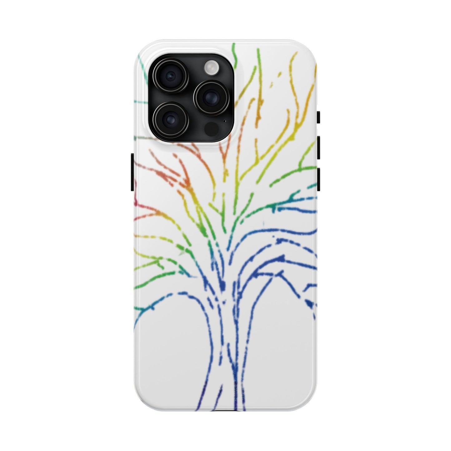 Rainbow Tree Tough Phone Cases - Colorful Nature Love Pride Gender Neutral Gifts for Friends, iPhone Samsung Wireless Charging Cover, LGBTQ+