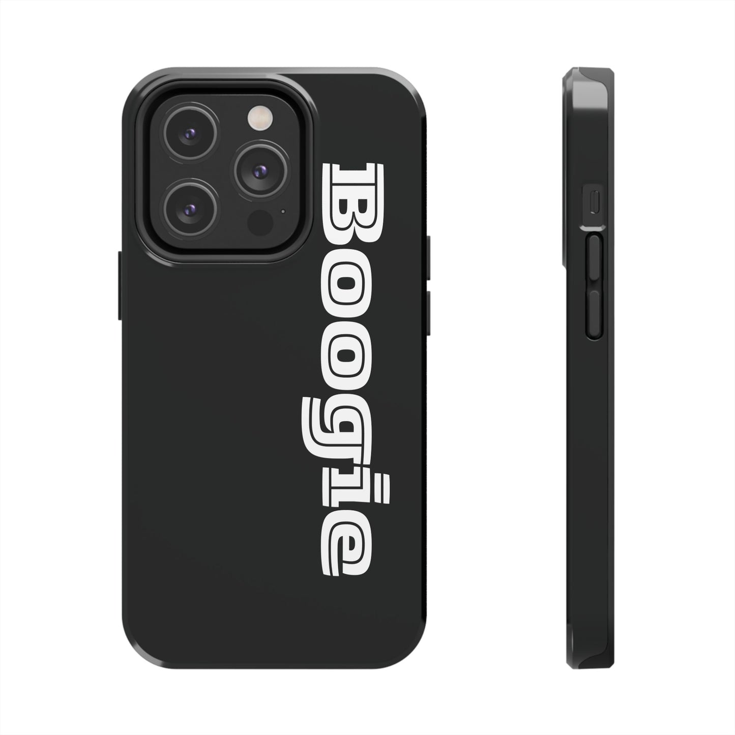 Boogie Black Tough Phone Cases, iPhone Samsung cases, wireless charging, gender neutral women men friends kids teens gift birthday Christmas