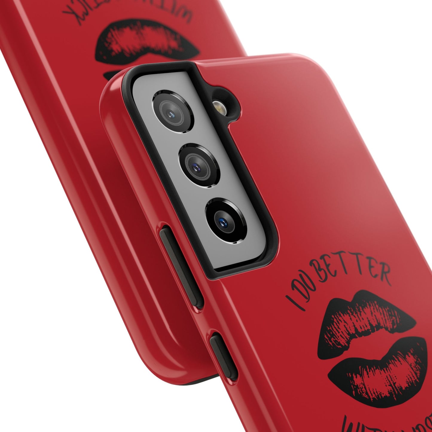Red I Do Better With Lipstick Tough Phone Cases, Protective Phone Covers, Personalized Cell Phone Accessories, Stylish Phone Protectors