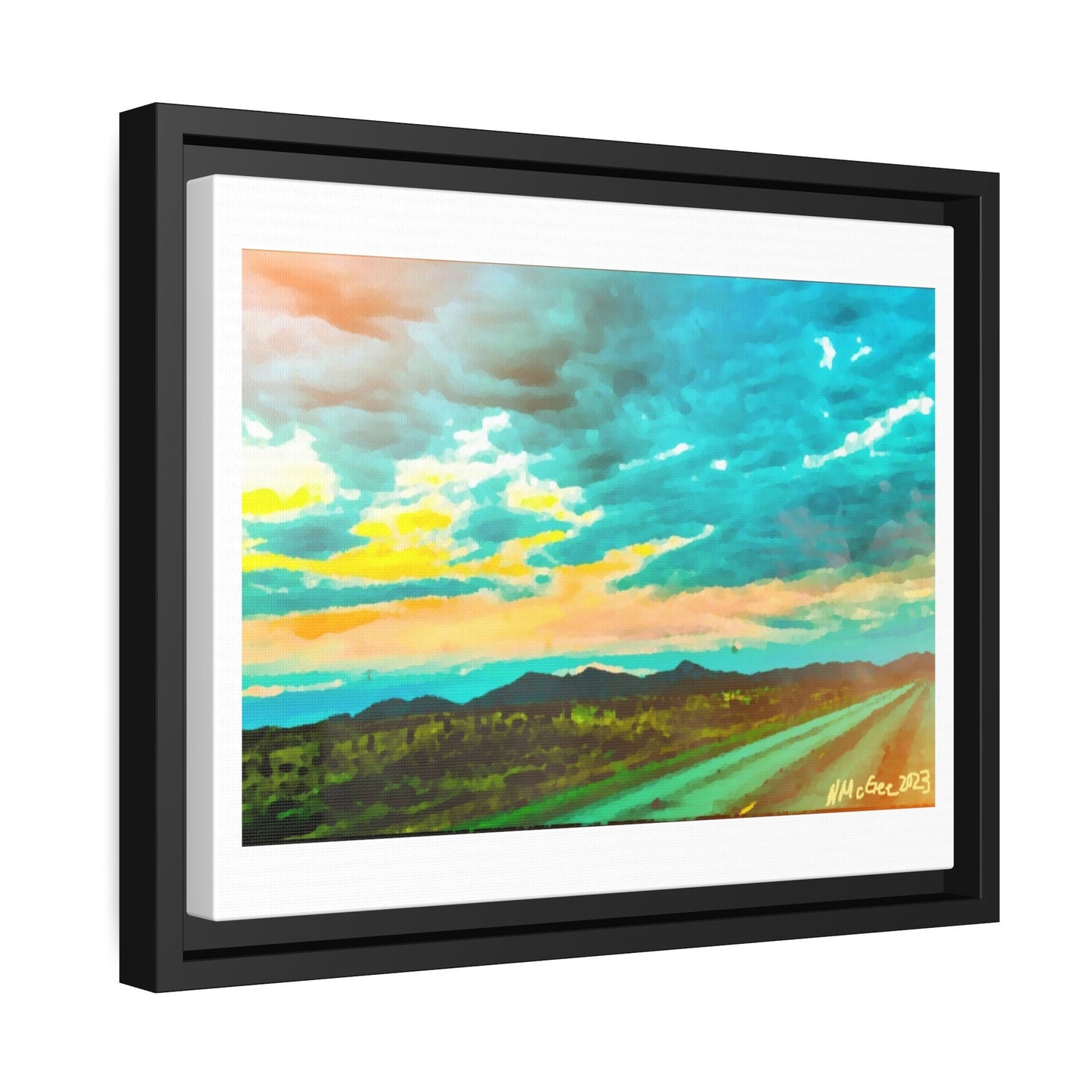 Black Frame Wyoming Landscape, Nature, America, Western, Artwork, Wall Art, Matte Print, Mountains, Gift, Sky, Colorful, Clouds, Sunset, Eco