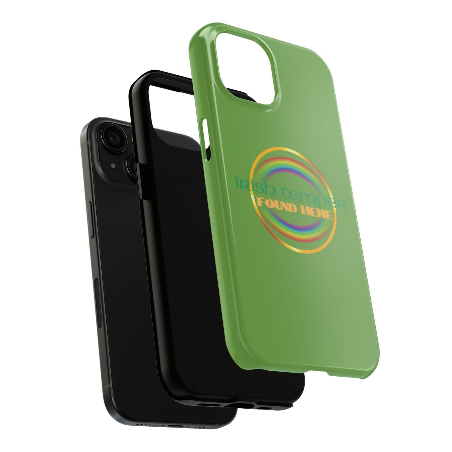 Green Irish Temper Found Here Tough Phone Cases, iPhone & Samsung cases, wireless charging, gifts, St Patricks Day, Birthday, Christmas