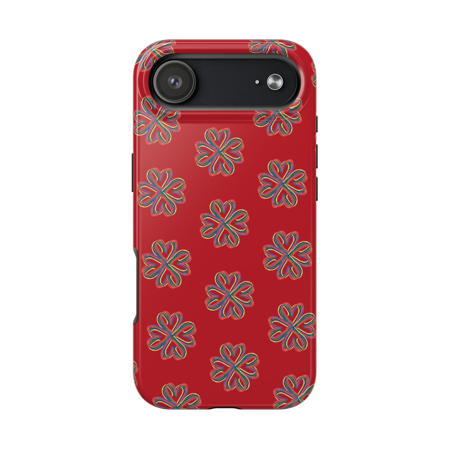 Floral Tough Phone Case, Red Phone Cover, Protective Tech Accessory, Botanical Phone Shell, Gift for Gardeners, Colorful, Wireless Charging