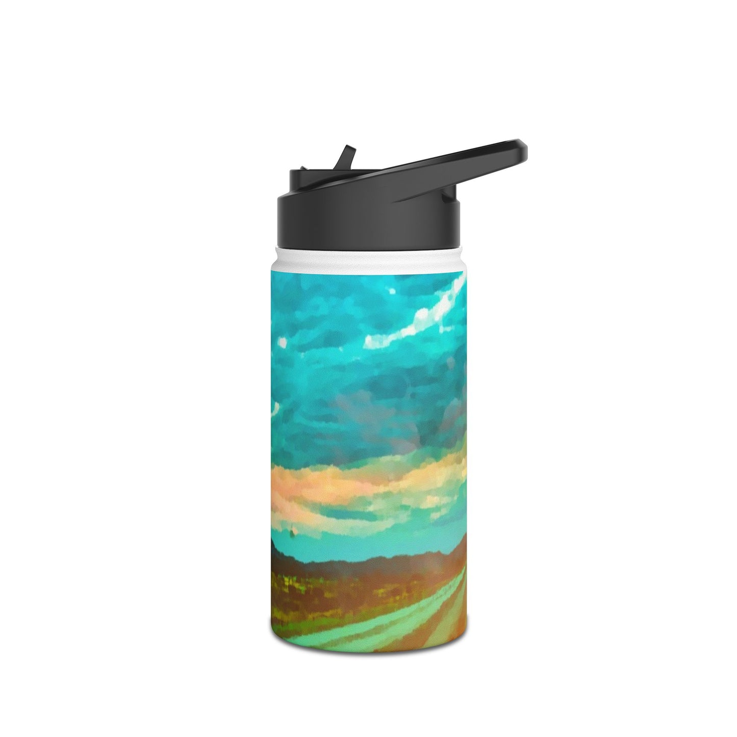 Wyoming Landscape Stainless Steel Water Bottle, Nature, America, Western, Artwork, Mountains, Gift, Sky, Colorful, Clouds, Sunset, Travel
