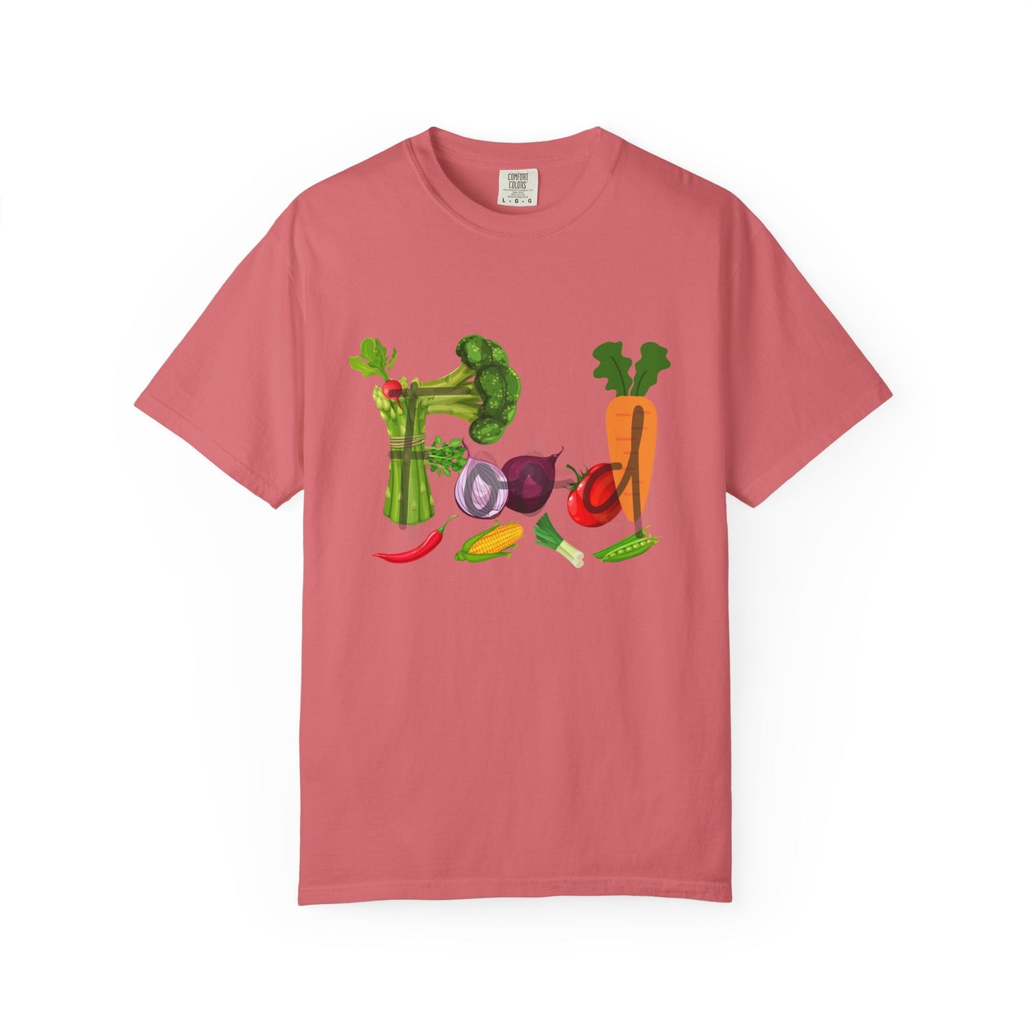 Food Unisex Garment-Dyed T-shirt, vegetables, healthy, groceries, snacks, cooking, gender neutral, casual, relaxed, soft, preshrunk cotton