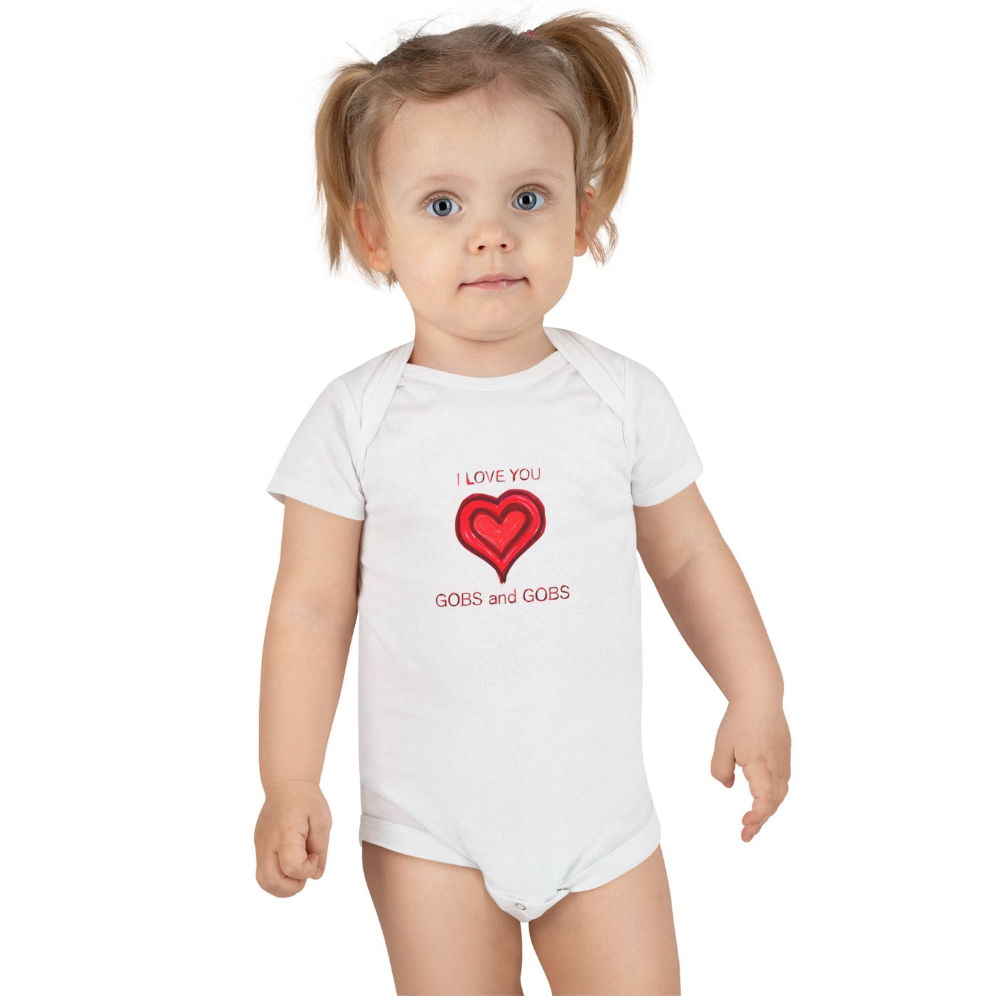 I Love You Gobs and Gobs Onesie® Organic Baby Bodysuit, 100 percent cotton, hearts, gender neutral, gift, boys, girls, birthday, Valentines