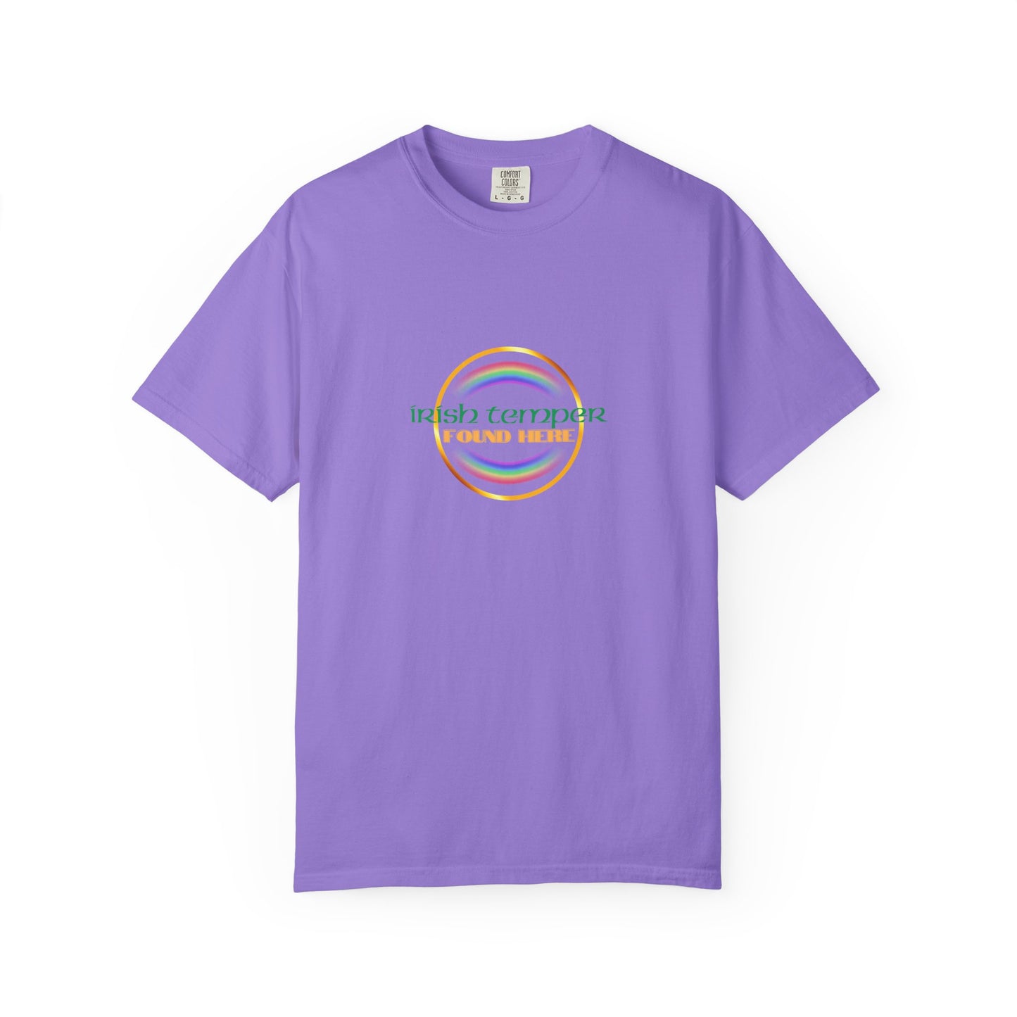Irish Temper Found Here Unisex Garment-Dyed T-shirt, rainbow, fun, gender neutral, casual, relaxed, soft, preshrunk cotton, St Patricks Day