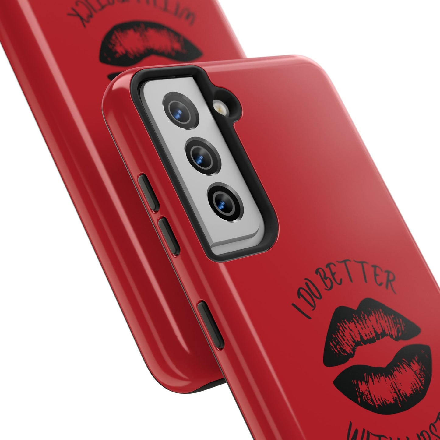 Red I Do Better With Lipstick Tough Phone Cases, Protective Phone Covers, Personalized Cell Phone Accessories, Stylish Phone Protectors