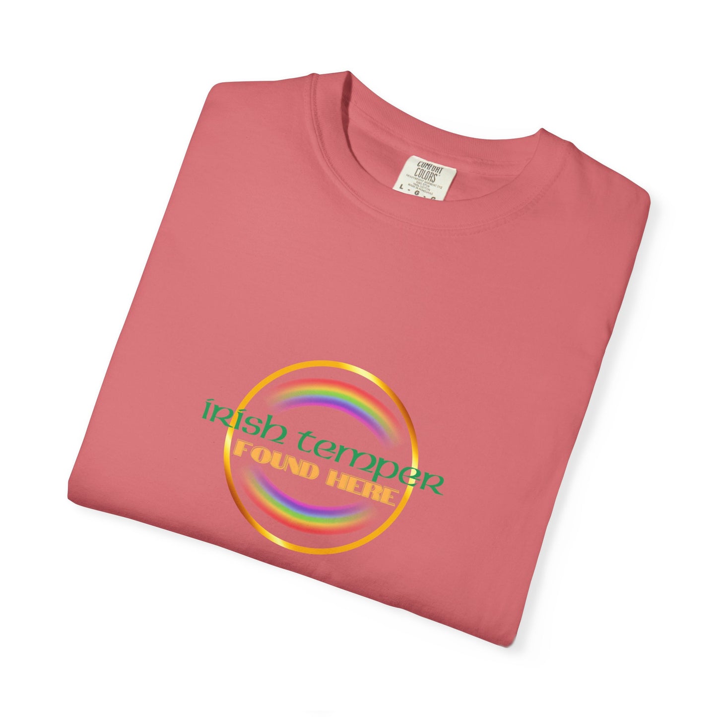 Irish Temper Found Here Unisex Garment-Dyed T-shirt, rainbow, fun, gender neutral, casual, relaxed, soft, preshrunk cotton, St Patricks Day