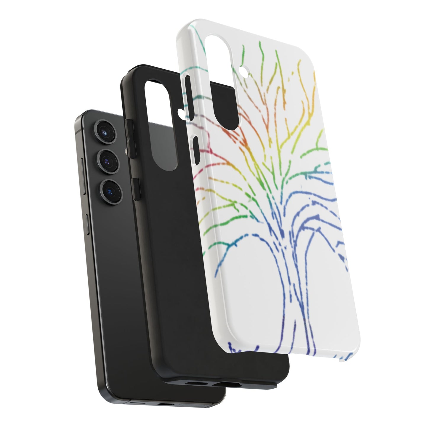 Rainbow Tree Tough Phone Cases - Colorful Nature Love Pride Gender Neutral Gifts for Friends, iPhone Samsung Wireless Charging Cover, LGBTQ+