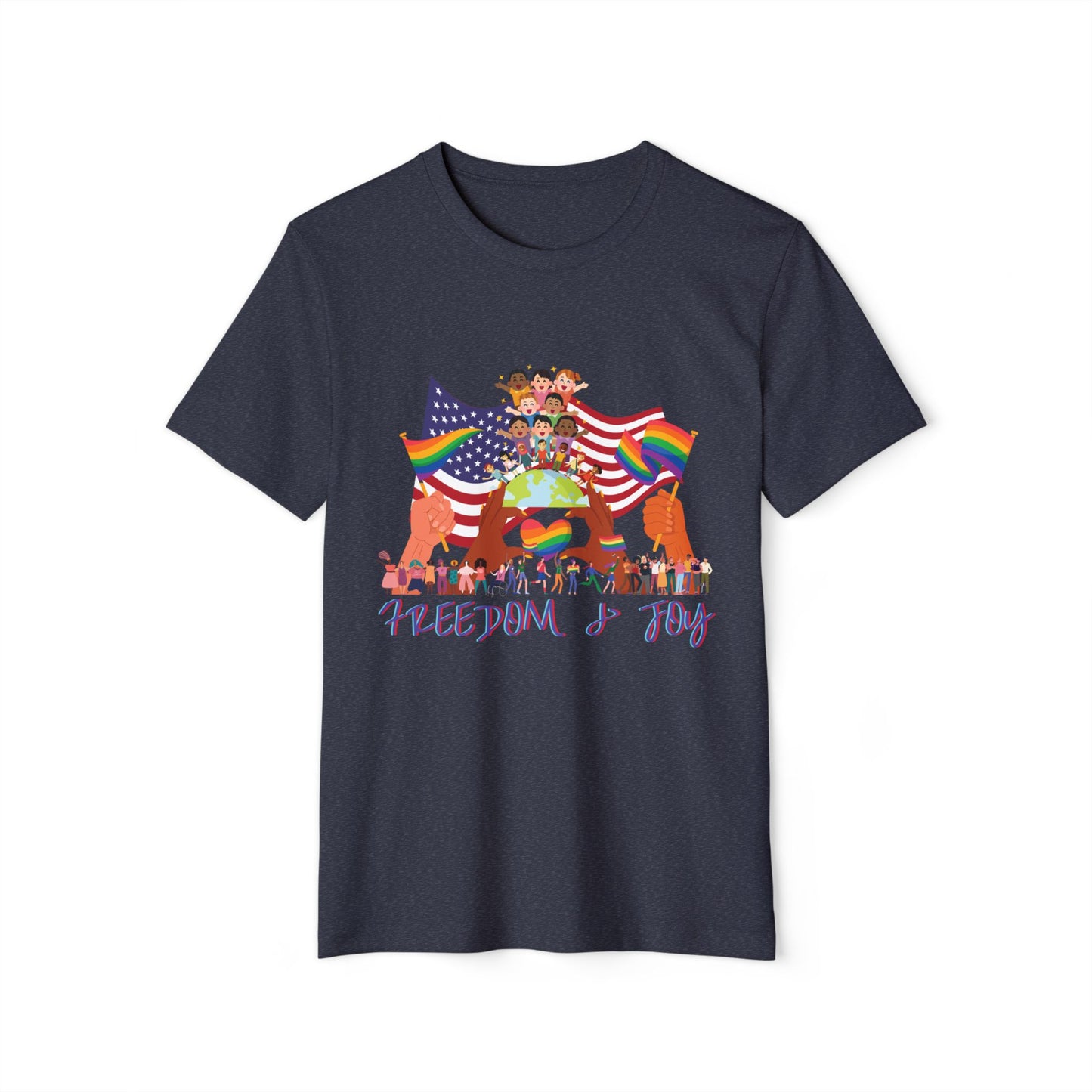 Freedom Flag Recycled T-Shirt, Pride Inclusion Equality Unisex Tee, Sustainable Organic Clothing