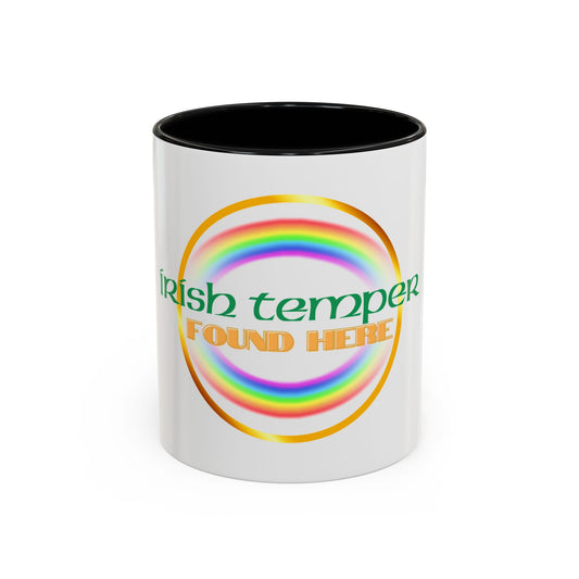 Coffee Mug - Irish Temper Found Here, Rainbow Design, BPA-Free Ceramic, St Patricks Gift