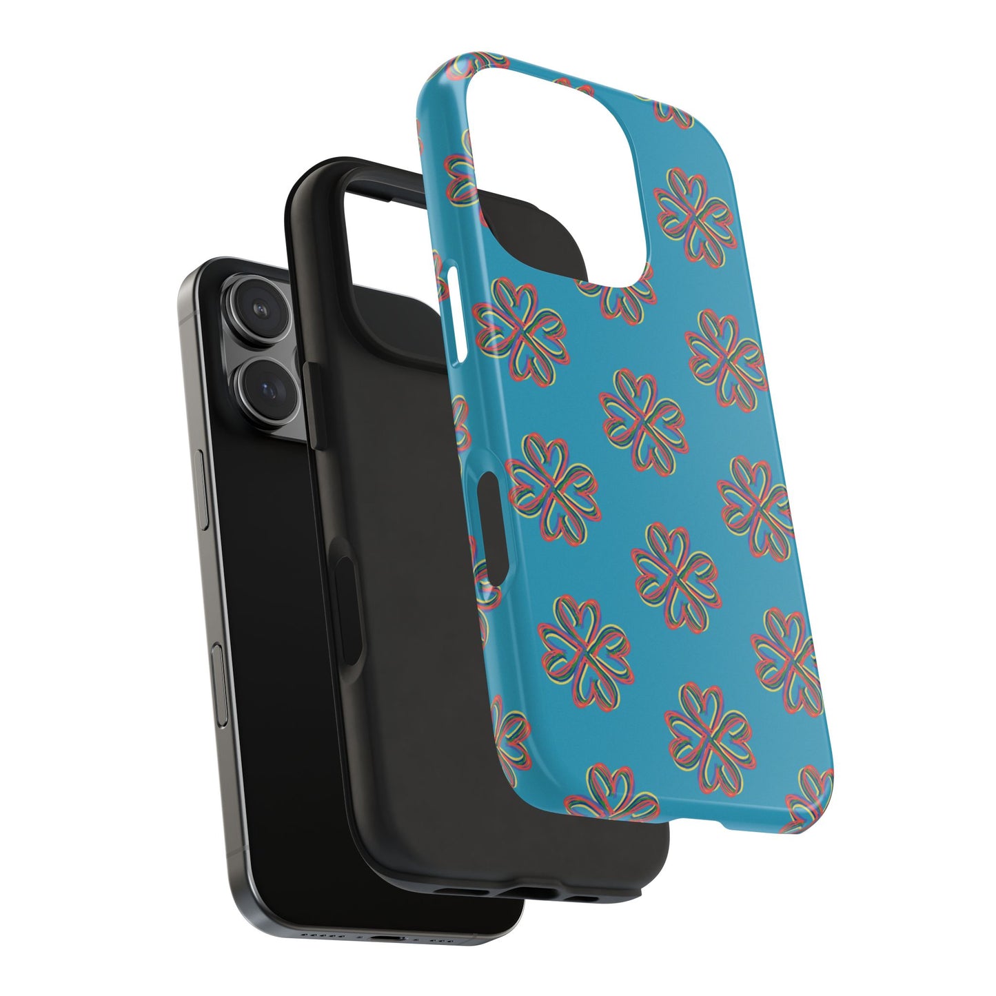 Floral Tough Phone Case, Colorful Turquoise Case, Hard Cover, iPhone Samsung Galaxy Google Pixel, Botanical Print Phone, Wireless Charging