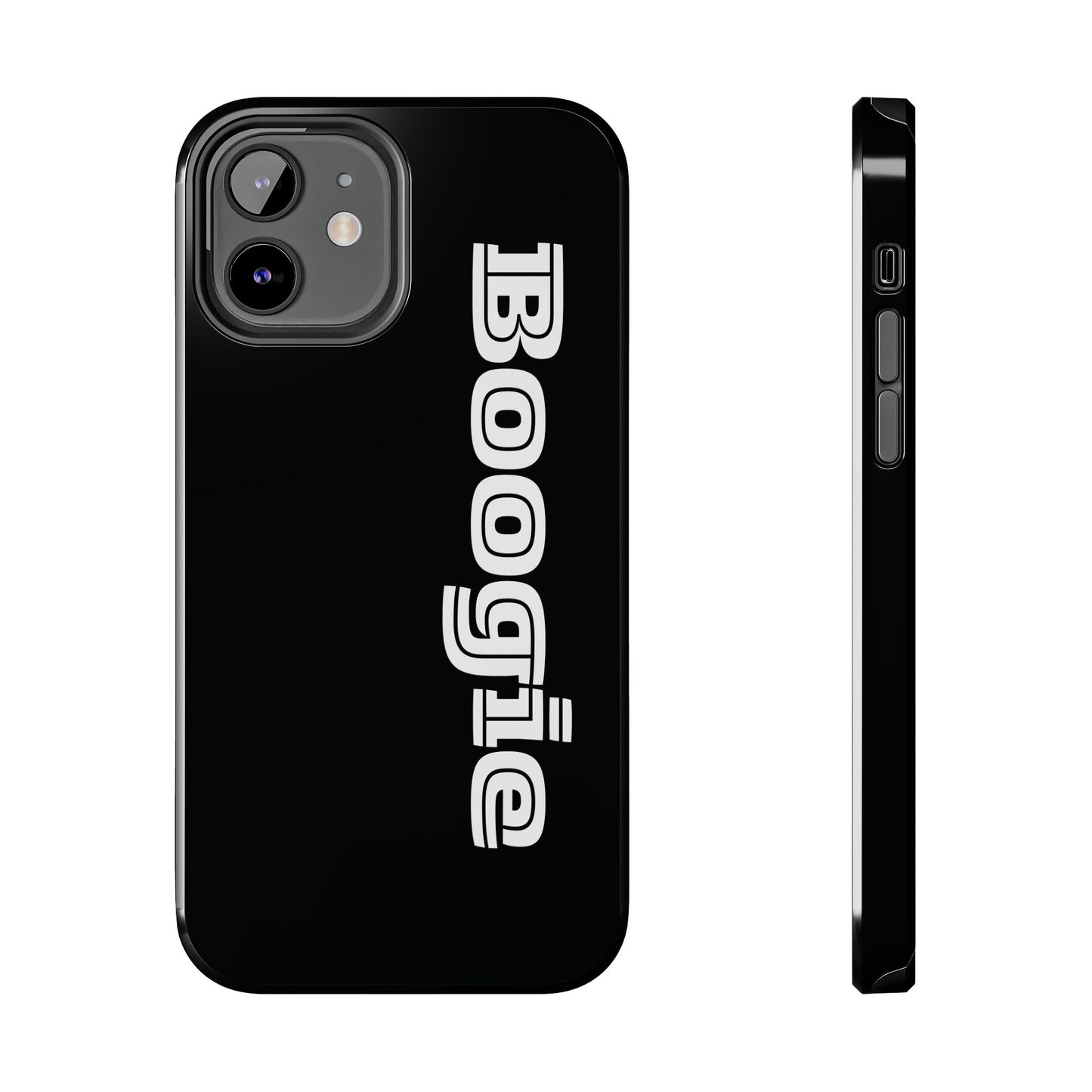 Boogie Black Tough Phone Cases, iPhone Samsung cases, wireless charging, gender neutral women men friends kids teens gift birthday Christmas