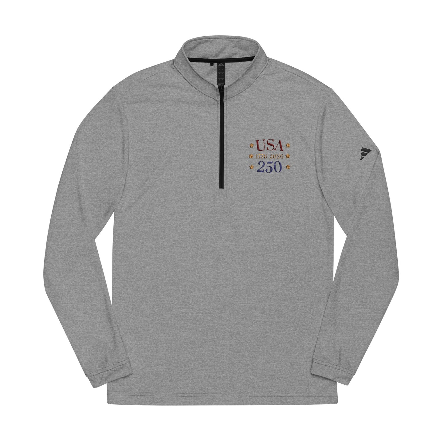 USA 250 Embroidered Quarter-Zip Pullover — 1776 Patriotic Sweatshirt