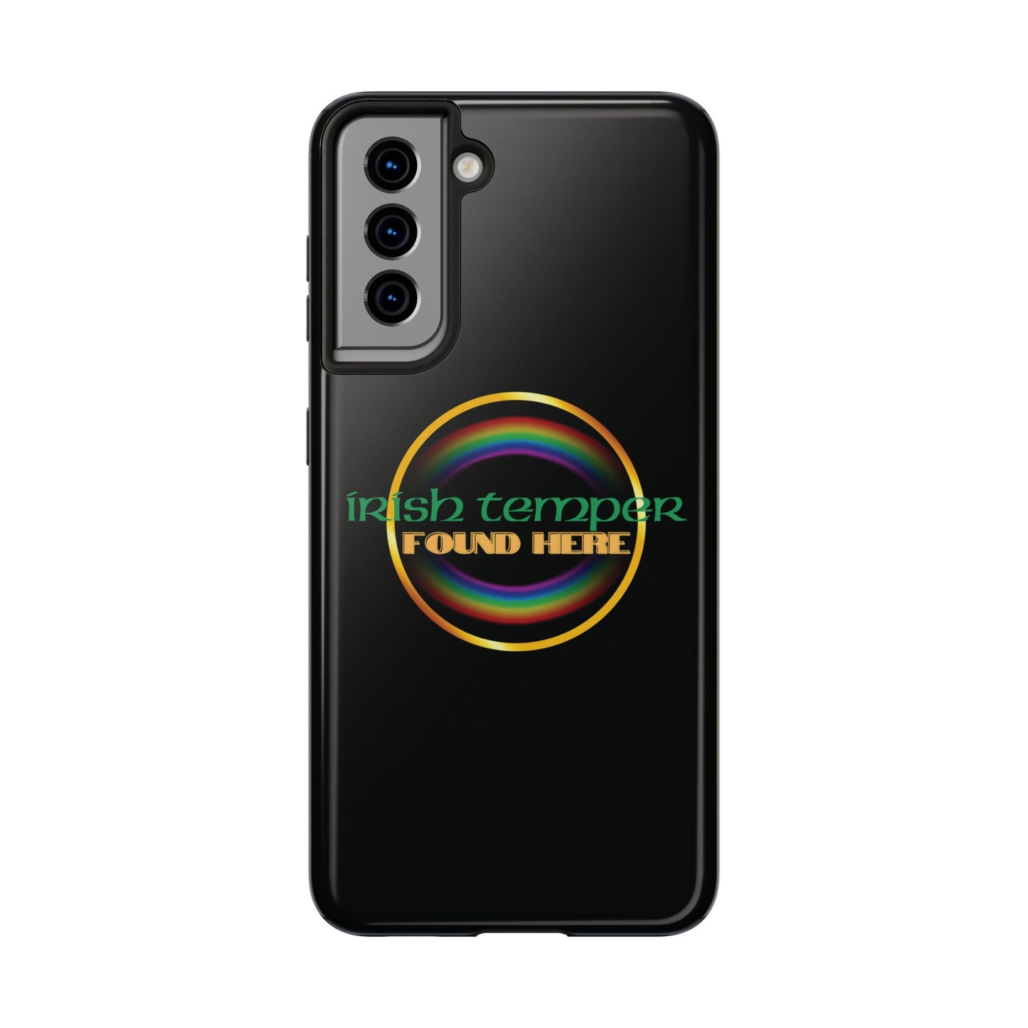Irish Temper Found Here Black Tough Phone Cases, iPhone & Samsung cases, wireless charging, gifts, St Patricks Day, Birthday, Christmas