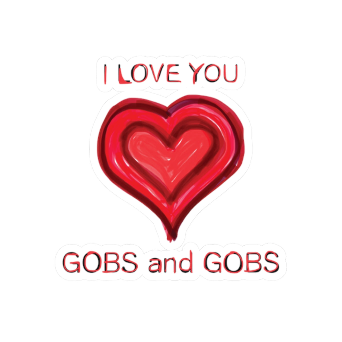 Heart I Love You Kiss-Cut Stickers, Romantic Valentine's Day Decals, Affectionate Gobs and Gobs Labels, Cute Adhesive Emblems, Wedding