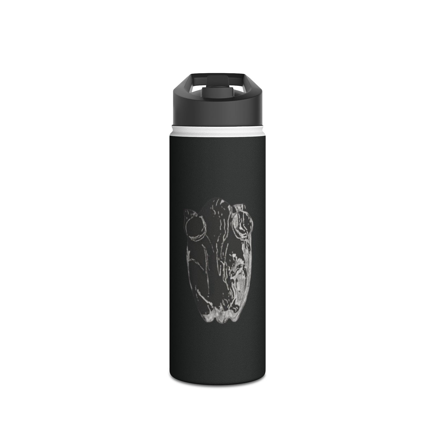 Frog Black Stainless Steel Water Bottle, Animals, Amphibians, Nature, Exercise, Eco Friendly, Gender Neutral, Men, Women, Kids, Gifts