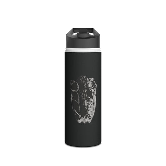 Frog Black Stainless Steel Water Bottle, Animals, Amphibians, Nature, Exercise, Eco Friendly, Gender Neutral, Men, Women, Kids, Gifts