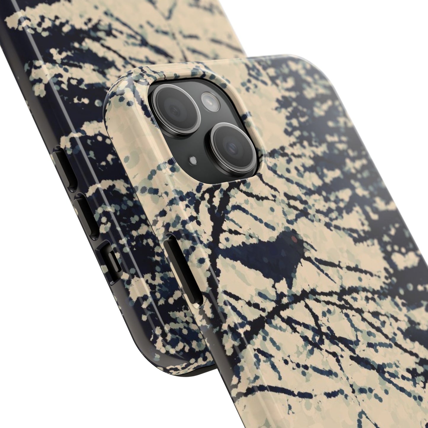 Crows in Forest Tough Phone Cases, iPhone & Samsung cases, wireless charging, crows, trees, birds, original artwork, gifts, Halloween