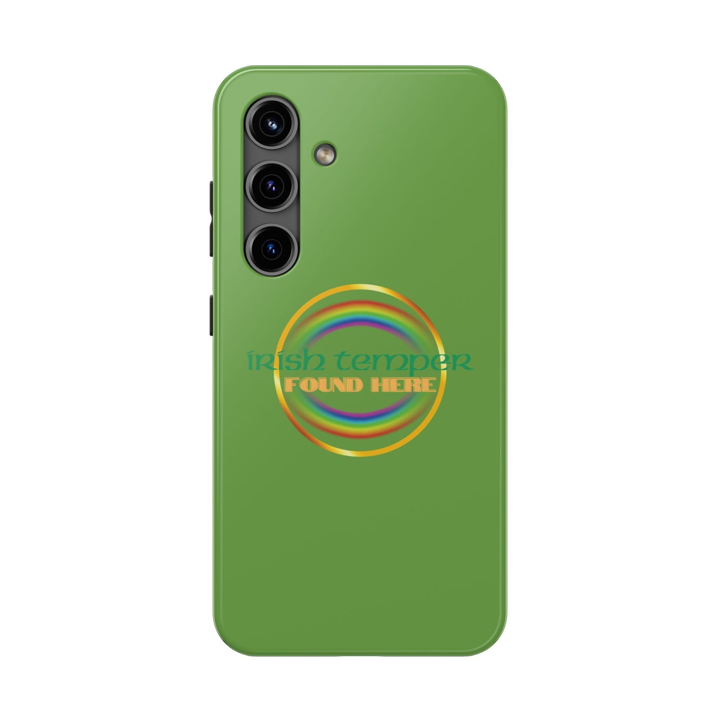 Green Irish Temper Found Here Tough Phone Cases, iPhone & Samsung cases, wireless charging, gifts, St Patricks Day, Birthday, Christmas