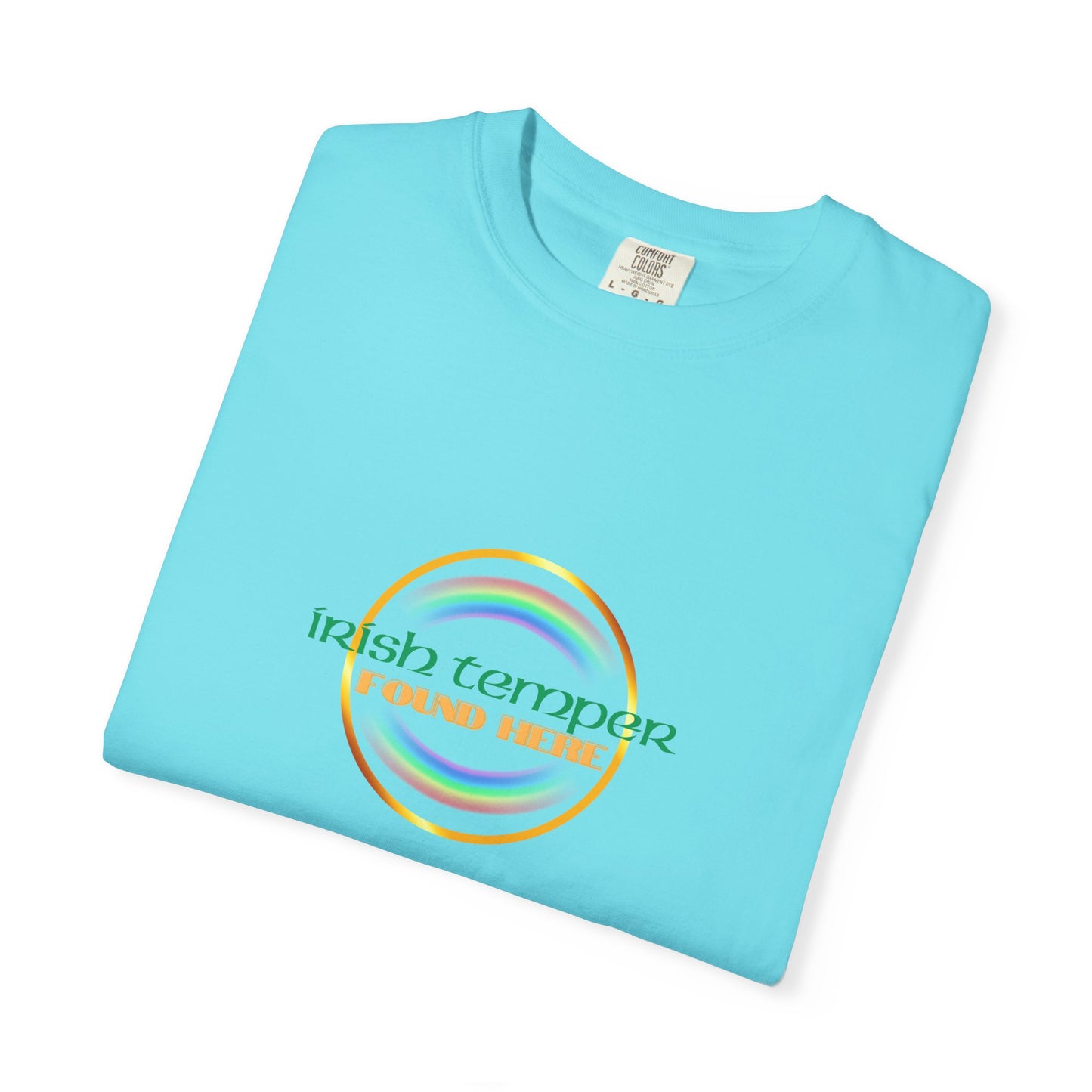 Irish Temper Found Here Unisex Garment-Dyed T-shirt, rainbow, fun, gender neutral, casual, relaxed, soft, preshrunk cotton, St Patricks Day