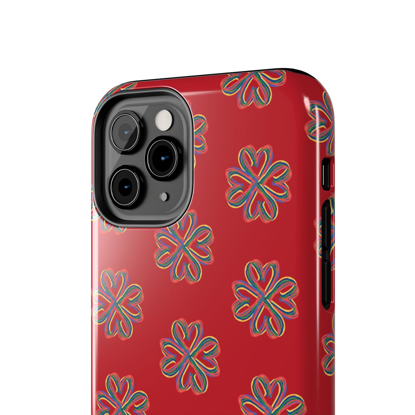 Floral Tough Phone Case, Red Phone Cover, Protective Tech Accessory, Botanical Phone Shell, Gift for Gardeners, Colorful, Wireless Charging