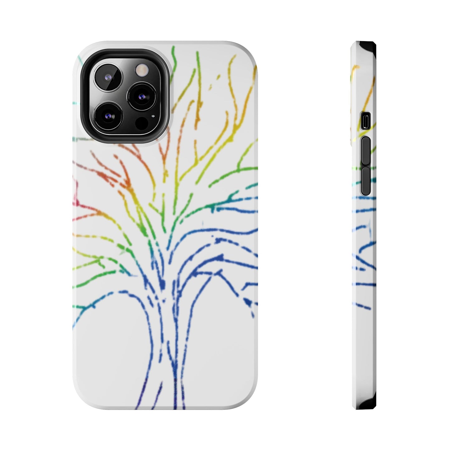 Rainbow Tree Tough Phone Cases - Colorful Nature Love Pride Gender Neutral Gifts for Friends, iPhone Samsung Wireless Charging Cover, LGBTQ+