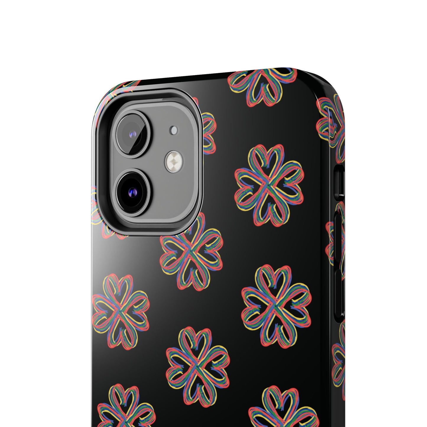 Tough Phone Cases, Floral Phone Cover, Protective Floral Case, Colorful Phone Shell, Black Phone Case, Wireless Charging